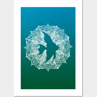 Turquoise Mandala Circle Fish Posters and Art